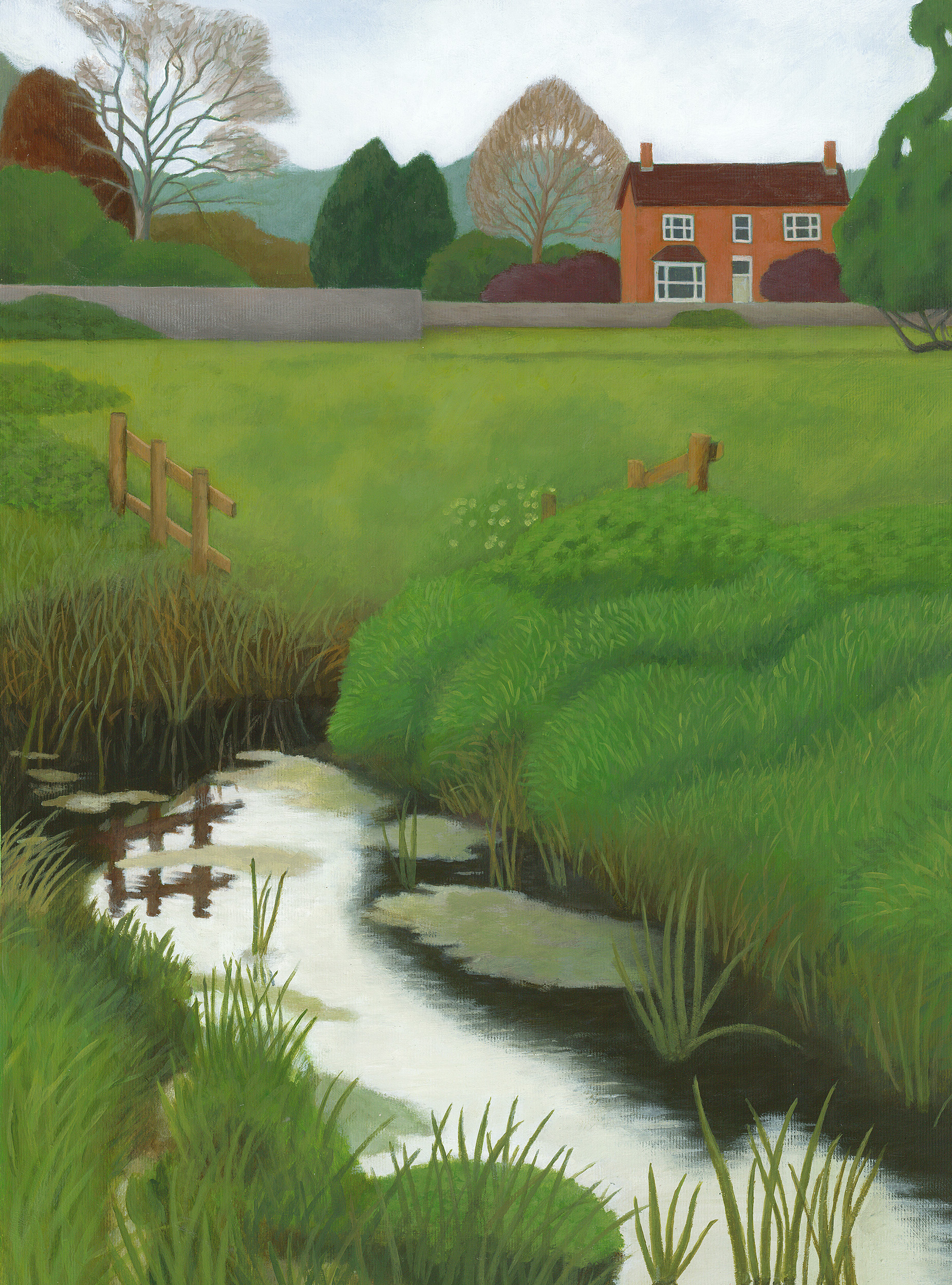 Painting of Frampton On Severn by Kieran Naish.