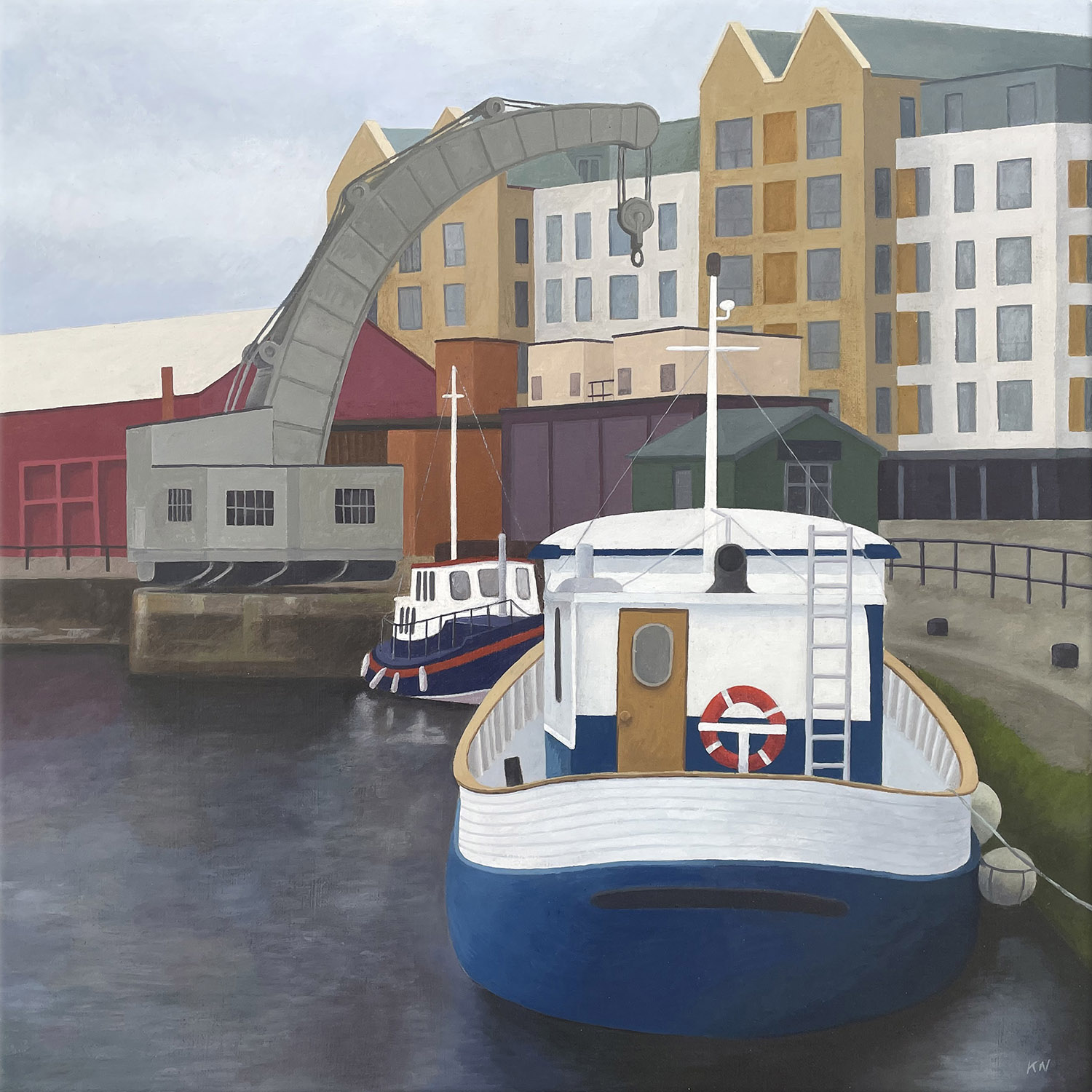 Painting of Bristol Harbour by Kieran Naish.